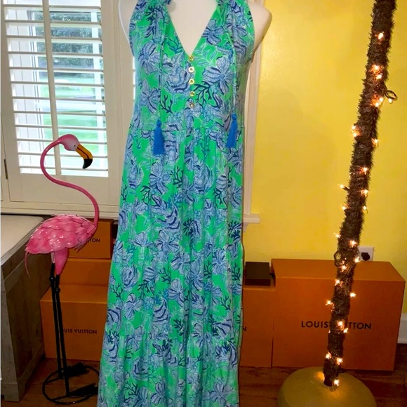 Lilly Pulitzer NWT 🦄 Malone Maxi Keepin It Reel 🦄 Size XXS - Picture 5 of 16